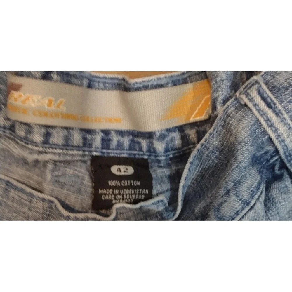 Vintage Mens Shorts Baggy Carpenter Jean 42 Shorts Blue Distressed Y2K Spellout